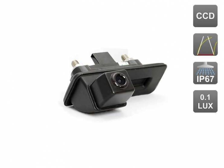 CCD штатная камера заднего вида с динамической разметкой AVIS Electronics AVS326CPR для SKODA FABIA/OCTAVIA/ROOMSTER/SUPERB/YETI HANDLE (#123)